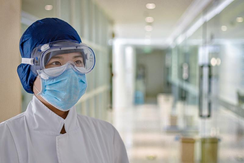 a man wearing a face mask